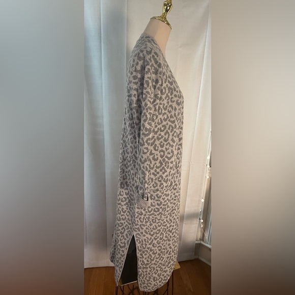 Ruby Moon Leopard Print Longline Duster Cardigan Women’s Small Gray - Picture 6 of 8